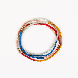 Retro Red Beaded Stretch Necklace /Wrap Bracelet