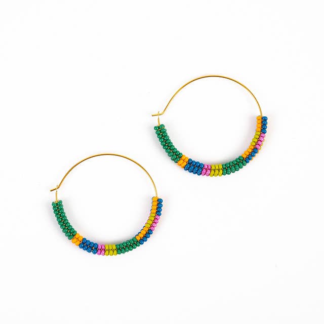 Guatemalan Color Block Hoop Earrings: Juicy