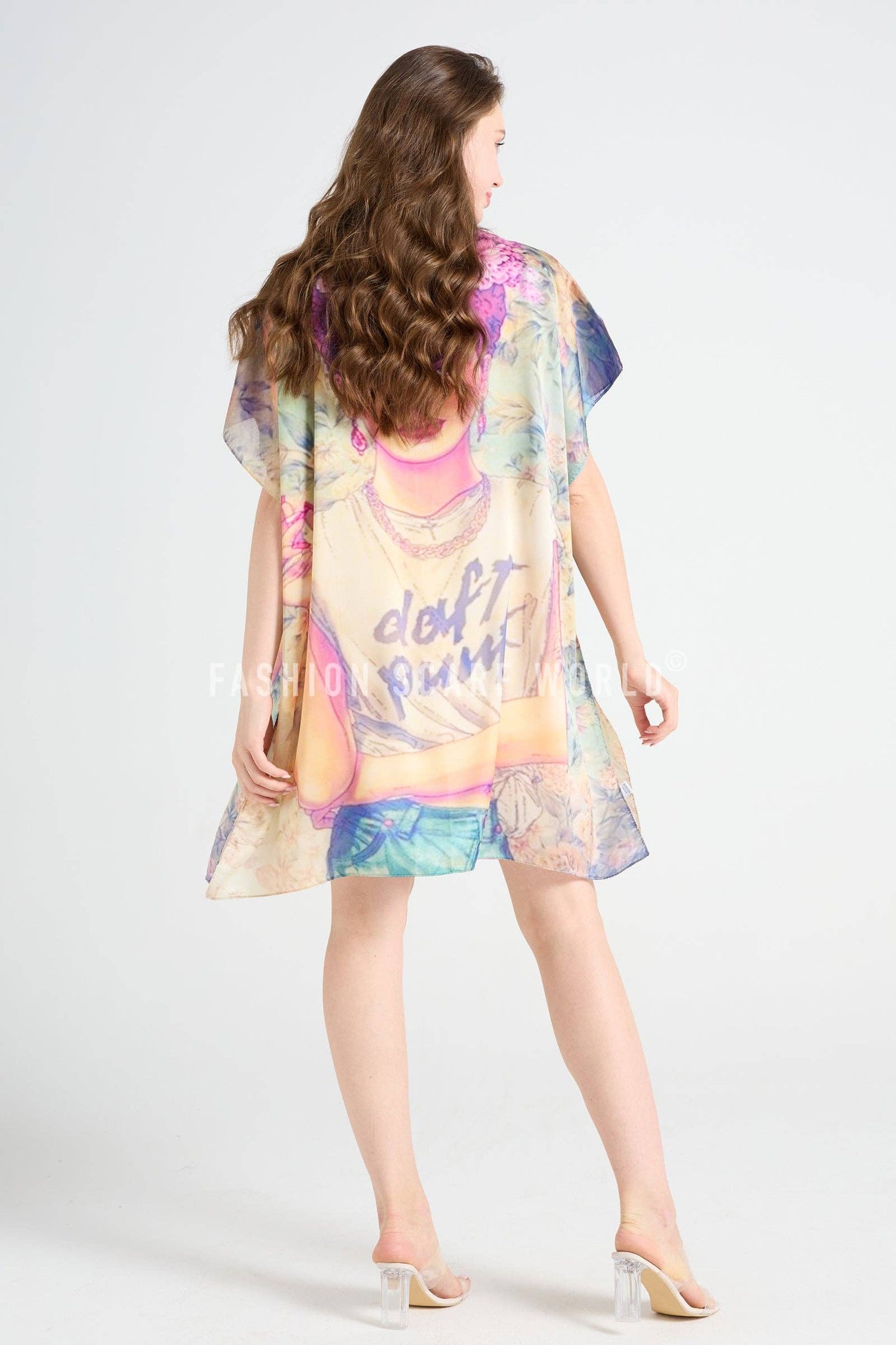 Modern Frida Kahlo Silk Cover Up: Multi