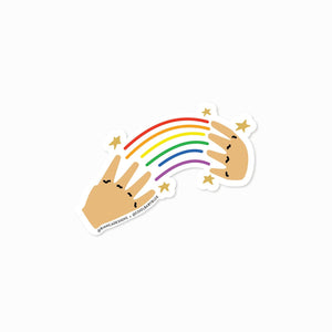 Rainbow in ASL Sticker: Chestnut