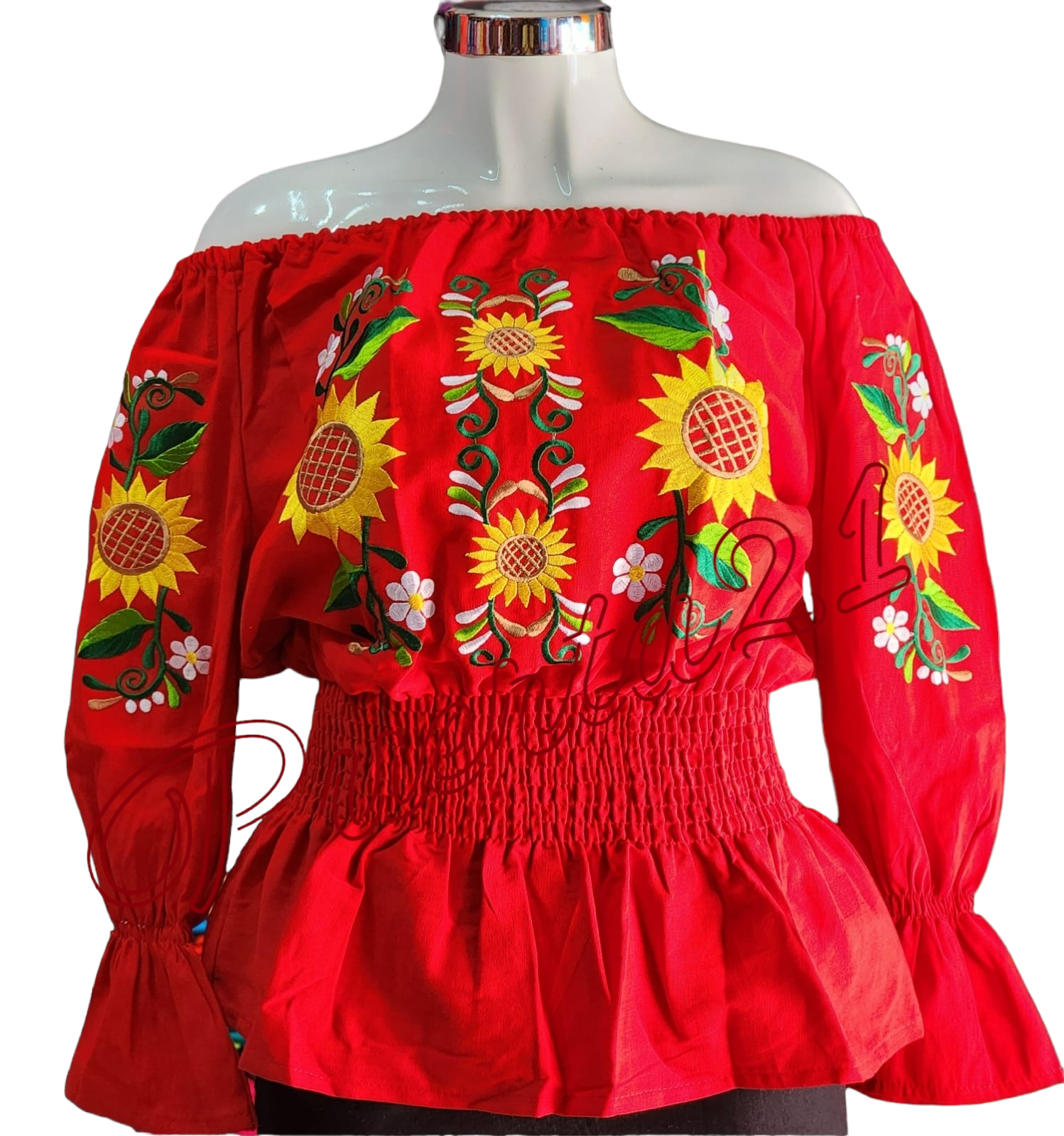 Mexican Embroidered Floral Off the Shoulder Blouse