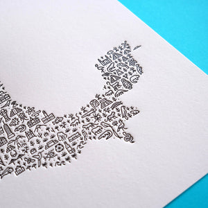 Mexico Letterpress Map Art Print