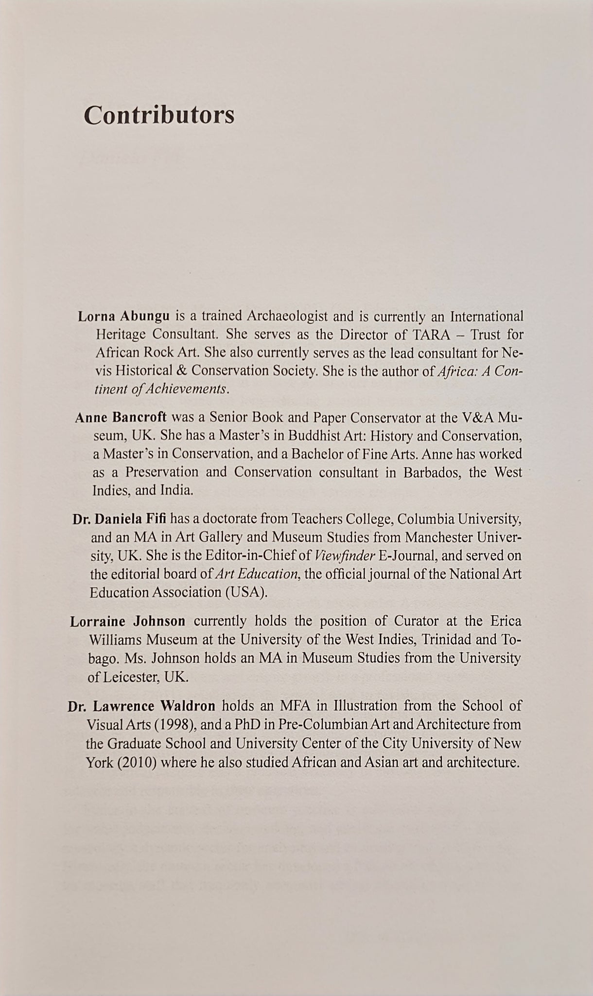 Contributors of the book "Critical Issues in Caribbean Museums"
