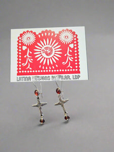 Garnet and Cross Earrings