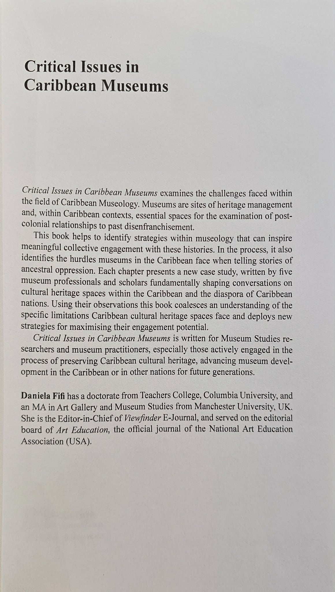 Pre-face of the book "Critical Issues in Caribbean Museums"