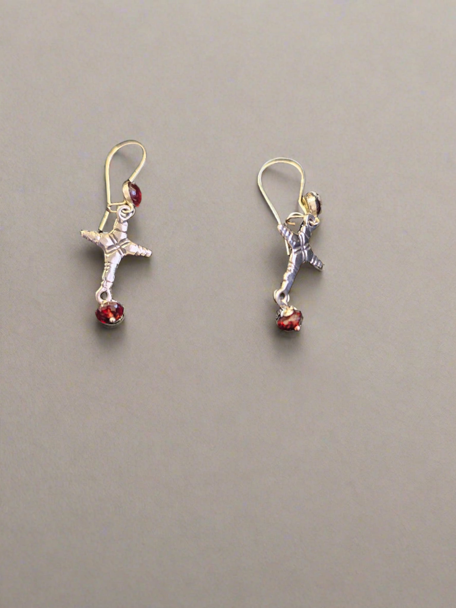 Garnet and Cross Earrings