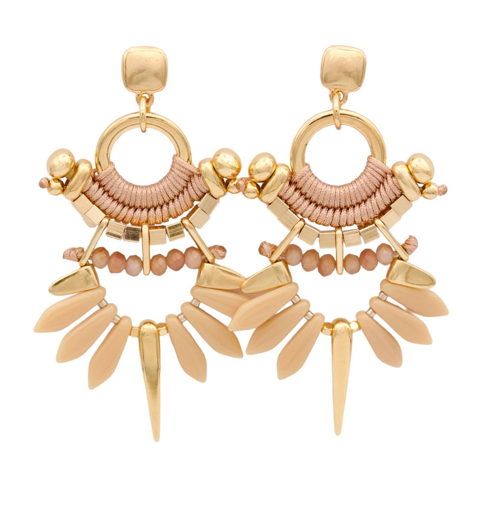 COCORA beige and gold statement earrings