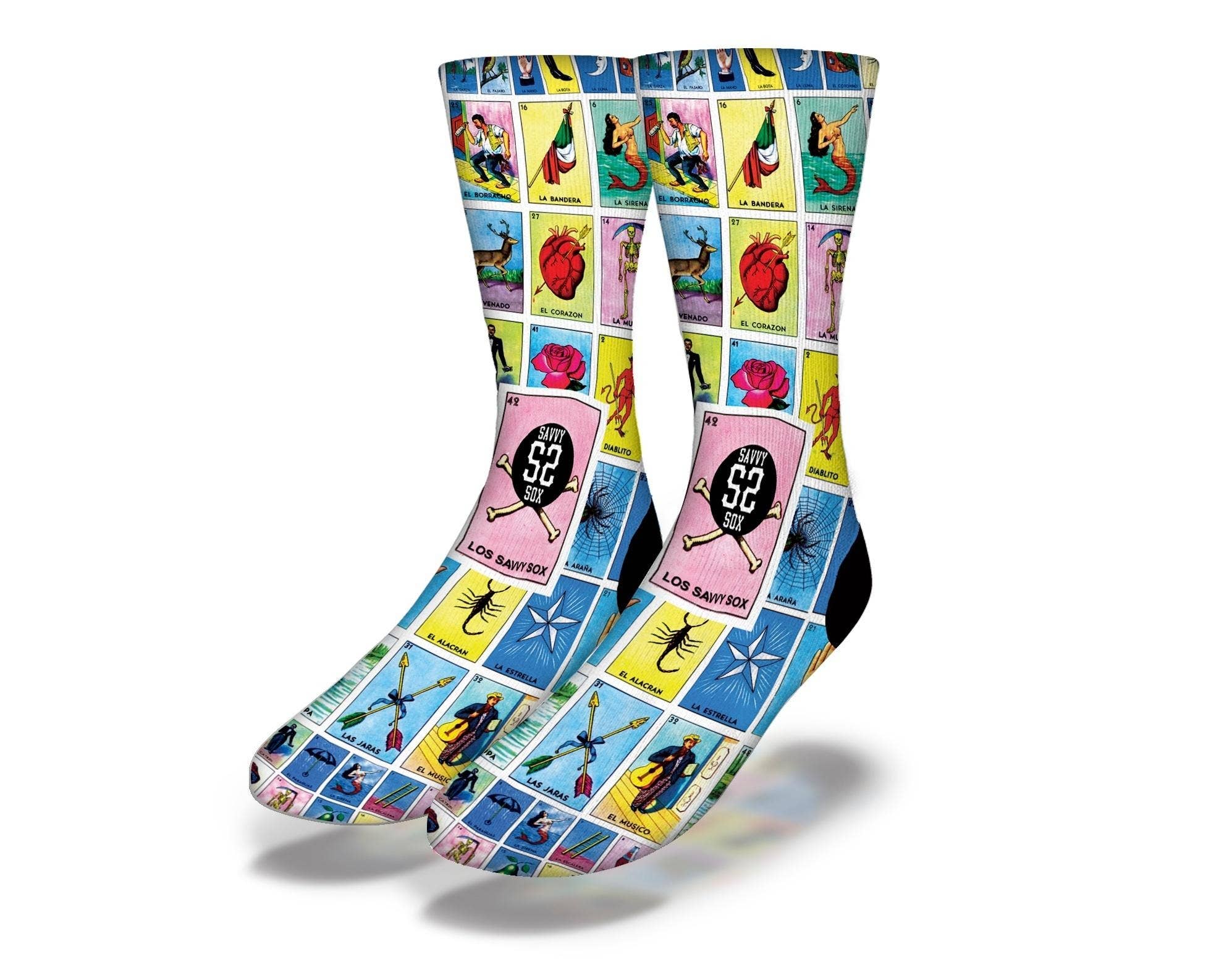 Loteria Popular Mexican Game of Chance Socks