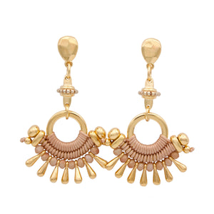 TIBÚ beige and gold statement earrings
