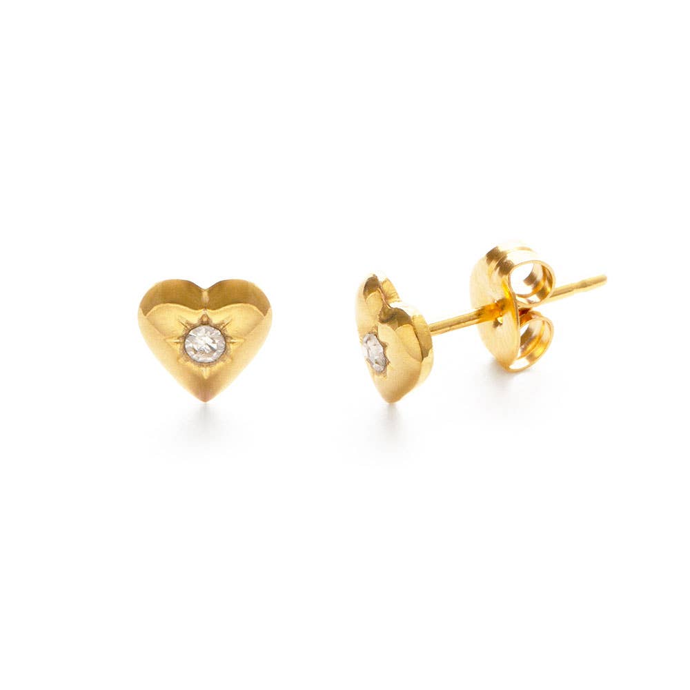 Heart Studs with Crystal Stud Earrings