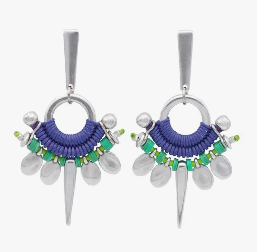 Ariguaní: Colombian Designer Periwinkle and Green Statement Earrings
