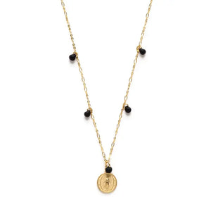 Our Lady  GP Brass Medallion Necklace with Beads