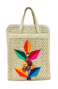 Mexican Embroidered Multi Color Palm Tote Bag