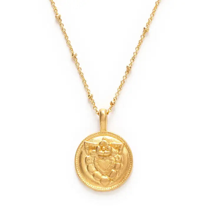 Mexican Folk Heart GP Brass Necklace