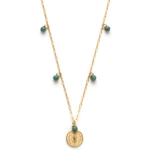 Our Lady  GP Brass Medallion Necklace with Beads