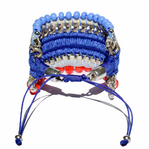 Colombian Designer SP Royal Blue Thread and Red Bead Bracelet