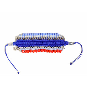 Colombian Designer SP Royal Blue Thread and Red Bead Bracelet