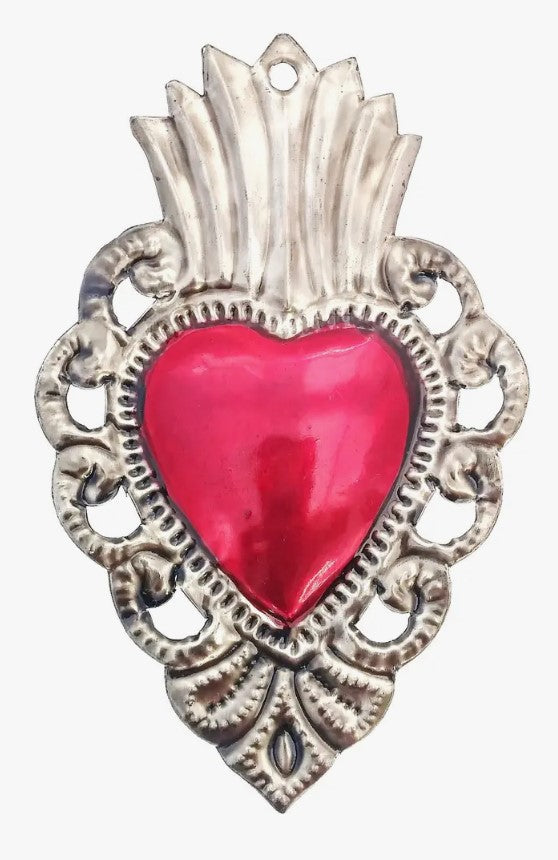 Mexican Heart Tin Ornament